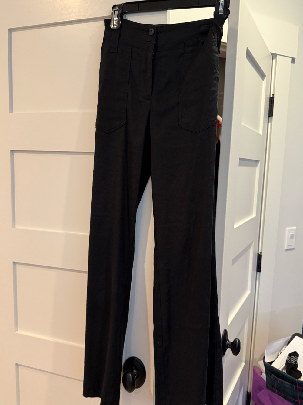 Maeve Black Wide-Leg linen pants